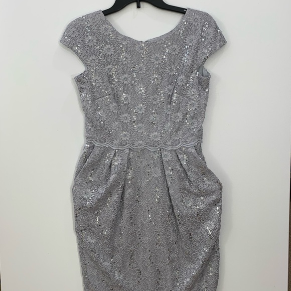 Alex Evenings 4P silver sequins  dress pockets - Picture 2 of 16